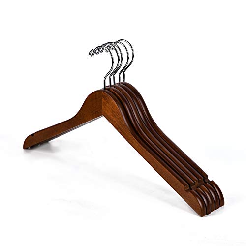 Better to U 17.5" Antique Brown Wooden Suit Hangers, Coat Standard Hangers with Notches, Retro Closet Clothes Hangers (20 Pack)