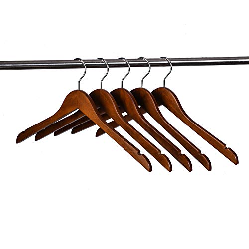 Better to U 17.5" Antique Brown Wooden Suit Hangers, Coat Standard Hangers with Notches, Retro Closet Clothes Hangers (20 Pack)