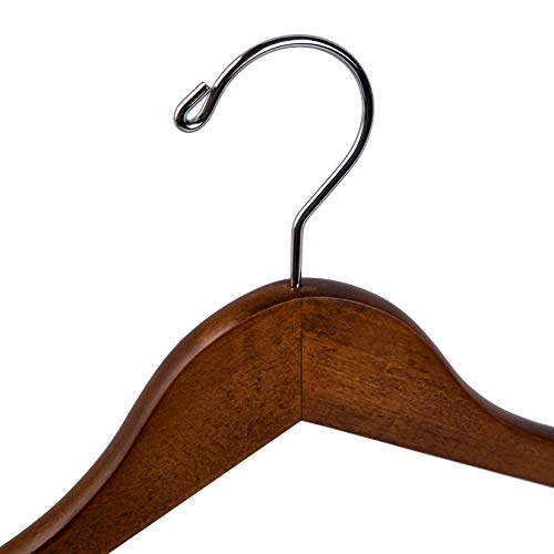 Better to U 17.5" Antique Brown Wooden Suit Hangers, Coat Standard Hangers with Notches, Retro Closet Clothes Hangers (20 Pack)