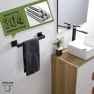 KOKOSIRI 12-Inch Single Towel Bar, Bathroom Towel Holder, Bath Towel Hook Square Robe Hook Coat Hook, Wall Mounted, SUS 304 Stainless Steel, Matte Black, B05A3-BK-L12