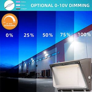 Dimmable 100W LED Wall Pack Light with Dusk to Dawn Photocell, 100-277V 14000LM 600-800W HPS/HID Equiv., 5000K Daylight Outdoor Security Lighting, UL/DLC Commercial Wall Mount Lights for Warehouse