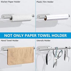 Paper Towel Holder Under Cabinet - Self Adhesive Paper Towel Roll Holder Wall Mount, Gewtur Stainless Steel Paper Towel Holder for Kitchen Bathroom
