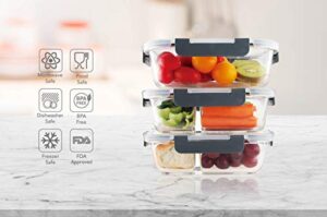 prime cook glass food container/storage in rectangle 3 pieces set