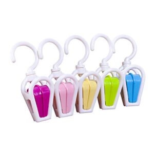cchude 10 pcs portable plastic strong swivel hook rotating laundry hanging hook clothes pins beach towel clip