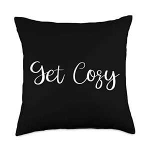 get cozy pillow get cozy decorative black and white throw pillow, 18x18, multicolor