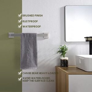 KOKOSIRI 16-Inch Single Towel Bar, Bathroom Towel Holder, Toilet Paper Holder, Bath Towel Hook Modern Robe Hook Coat Hook, Wall Mounted, SUS 304 Stainless Steel, Brushed Steel, B05A4-BR-L16