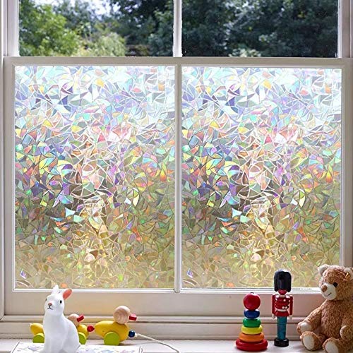 Instruban Window Privacy Film, No Glue Static Cling Window Sticker, 3D Stained Glass Window Decals, Window Self-Adhesive Vinyl for Office and Home Decoration - 17.5 inches by 78.7 inches