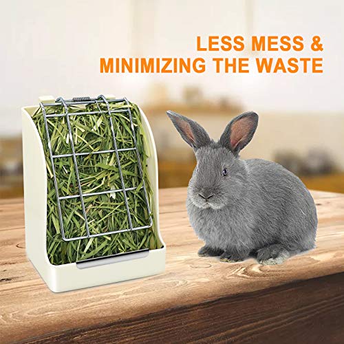 Rabbit Hay Feeder Food Dispenser/Rack Keep Hay, Alfalfa Clean & Fresh, Less Waste and Wess, Fit for Rabbits/Guinea Pig/Chinchilla and Other Small Animals by TOMOON