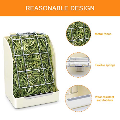 Rabbit Hay Feeder Food Dispenser/Rack Keep Hay, Alfalfa Clean & Fresh, Less Waste and Wess, Fit for Rabbits/Guinea Pig/Chinchilla and Other Small Animals by TOMOON