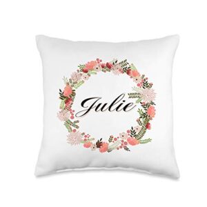 graphic 365 personalized first name julie flourish decorative throw pillow, 16x16, multicolor