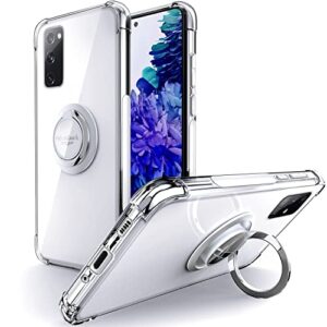 silverback galaxy s20 fe 5g case clear with ring kickstand, protective soft tpu shock -absorbing bumper shockproof phone case for samsung galaxy s20 fe 5g -clear