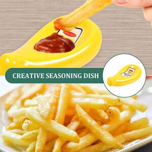 NUOBESTY Ceramic Soy Dipping Bowl Creative Tomato Ketchup Bottle Shaped Sauce Seasoning Dish Porcelain Mustard Serving Plate Dinnerware For Home Restaurant (Yellow)