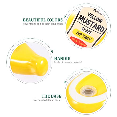 NUOBESTY Ceramic Soy Dipping Bowl Creative Tomato Ketchup Bottle Shaped Sauce Seasoning Dish Porcelain Mustard Serving Plate Dinnerware For Home Restaurant (Yellow)