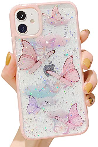 iPhone 11 Case Glitter Butterfly Sparkle Case for Women Girls,Cute Slim Soft Silicone Gel Bling Phone Case Cover Compatible for Apple iPhone 11 6.1"