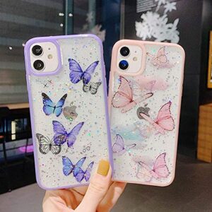 iPhone 11 Case Glitter Butterfly Sparkle Case for Women Girls,Cute Slim Soft Silicone Gel Bling Phone Case Cover Compatible for Apple iPhone 11 6.1"