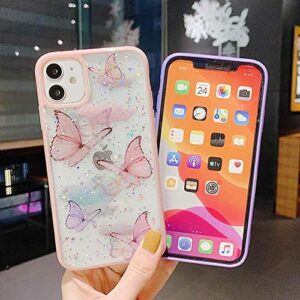 iPhone 11 Case Glitter Butterfly Sparkle Case for Women Girls,Cute Slim Soft Silicone Gel Bling Phone Case Cover Compatible for Apple iPhone 11 6.1"