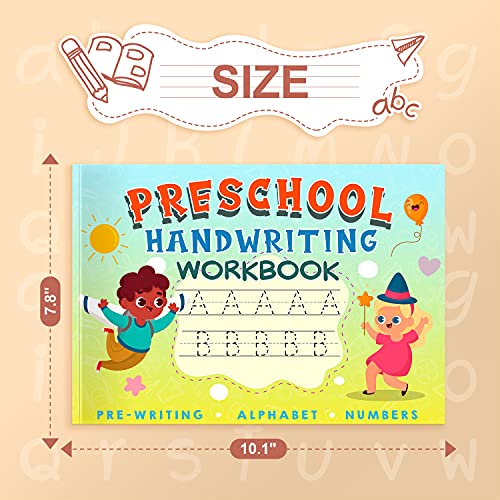 Kindergarten/Preschool Handwriting Workbook- Alphabet & Number Tracing Writing Paper with Lines, Learning Tools for Age 2/3/4/5 Year Old Kids/Boys/Girls, ABC Learning for Toddler, Homeschool Supplies