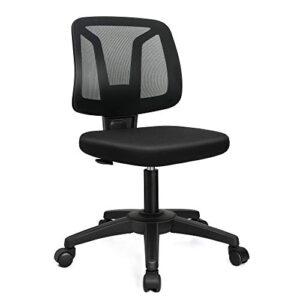 vigorpow armless mesh office chair ergonomic swivel black small computer desk chair no arms with lumbar support height adjustable task chair for adults and kids