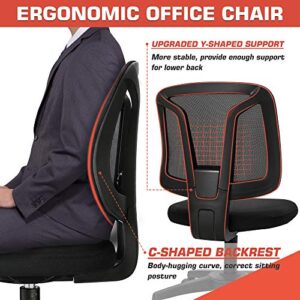 VigorPow Armless Mesh Office Chair Ergonomic Swivel Black Small Computer Desk Chair No Arms with Lumbar Support Height Adjustable Task Chair for Adults and Kids