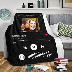 custom blanket with picture scan spotify code photo black blanket personalized fleece blanket throw crib soft blanket design your own blanket baby adult bed decor bedroom birthday wedding gift 50x60
