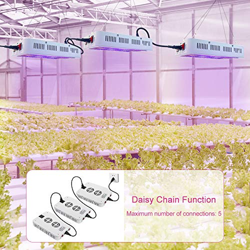 NAILGIRLS LED Grow Light, 600W Grow Lamp for Indoor Plants Full Spectrum Plant Growing Light Fixtures with Daisy Chain Temperature Hygrometer