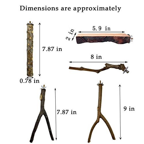 kathson Natural Wood Bird Perch Parakeet Stand Platform Parrot Paw Grinding Sticks Branches Bird Cage Accessories for Budgies Cockatiels Conure Parakeet Lovebirds 7 Pack