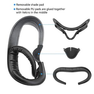 kamillee vr facial interface bracket pu leather foam face cover pad replacement & lens cover accessories set for oculus quest 2 （widen version）