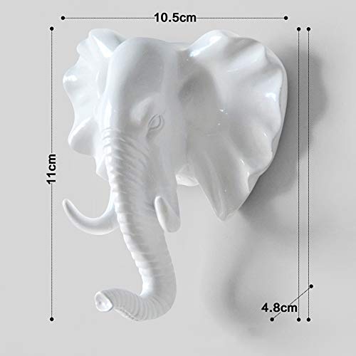 Animal Head Key Hooks Decorative for Wall Creative Resin Hook Hanger (Pack 6) Animal Shaped Coat Hat Hook Wall Hanging Wall Hook Decorative Gift (White)