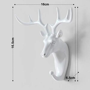 Animal Head Key Hooks Decorative for Wall Creative Resin Hook Hanger (Pack 6) Animal Shaped Coat Hat Hook Wall Hanging Wall Hook Decorative Gift (White)