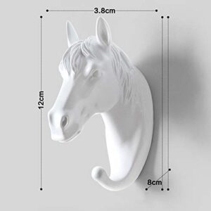 Animal Head Key Hooks Decorative for Wall Creative Resin Hook Hanger (Pack 6) Animal Shaped Coat Hat Hook Wall Hanging Wall Hook Decorative Gift (White)