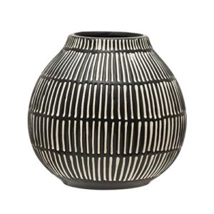 bloomingville debossed stoneware, black & white vase, grey