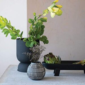 Bloomingville Debossed Stoneware, Black & White Vase, Grey