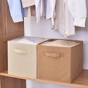 ZyHMW , Foldable Organiser Cube Basket Bin ForLaundry, Toys, Clothes, DVDs, Books, Food, Bedding, Art and Craft - 11 Inches X 10.5 Inches (Color: Khaki) (Color : Beige)