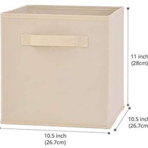 ZyHMW , Foldable Organiser Cube Basket Bin ForLaundry, Toys, Clothes, DVDs, Books, Food, Bedding, Art and Craft - 11 Inches X 10.5 Inches (Color: Khaki) (Color : Beige)