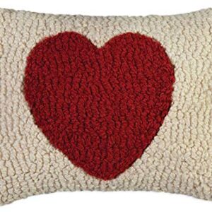 Chandler 4 Corners Artist-Designed Red Heart Hand-Hooked Wool Decorative Throw Pillow (8” x 12”)