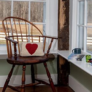 Chandler 4 Corners Artist-Designed Red Heart Hand-Hooked Wool Decorative Throw Pillow (8” x 12”)