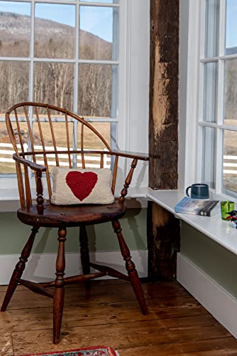 Chandler 4 Corners Artist-Designed Red Heart Hand-Hooked Wool Decorative Throw Pillow (8” x 12”)