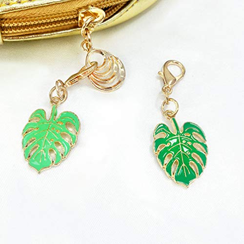 FAVOMOTO 8pcs Tropical Palm Leaf Keychain Hollow Monstera Leaf Keychain Charm Green Leaf Key Ring Plant Key Pendant Decoration for DIY Tropical Luau Hawaiian Party Favor Gift