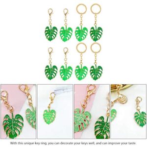 FAVOMOTO 8pcs Tropical Palm Leaf Keychain Hollow Monstera Leaf Keychain Charm Green Leaf Key Ring Plant Key Pendant Decoration for DIY Tropical Luau Hawaiian Party Favor Gift