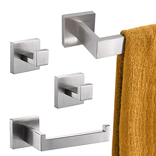 KOKOSIRI 32-Inch Single Towel Bar, Bathroom Towel Holder, Toilet Paper Holder, Bath Towel Hook Modern Robe Hook Coat Hook, Wall Mounted, SUS 304 Stainless Steel, Brushed Steel, B05A4-BR-L32