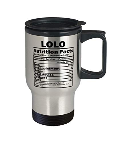 ODDITEES Funny Lolo Travel Mug Nutrition Facts 14oz Stainless Steel