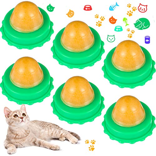 Nuanchu 6 Pieces Cat Snacks Candy Ball Lickable Sugar Ball Cat Toy Edible Catnip Balls Cat Treats Candy Ball Catnip Candy Kitten Licking Sweet Ball Treats Licking Candy (Green)