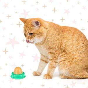 Nuanchu 6 Pieces Cat Snacks Candy Ball Lickable Sugar Ball Cat Toy Edible Catnip Balls Cat Treats Candy Ball Catnip Candy Kitten Licking Sweet Ball Treats Licking Candy (Green)