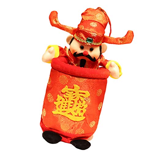 VALICLUD CAI Shen Statue Wencaishen God of Fortune God of Wealth Zhao CAI Feng Shui Decor Gift Chinese New Year Gift Chinese Style Wealth God Candy Bag Desktop Trash Can Decoration Red