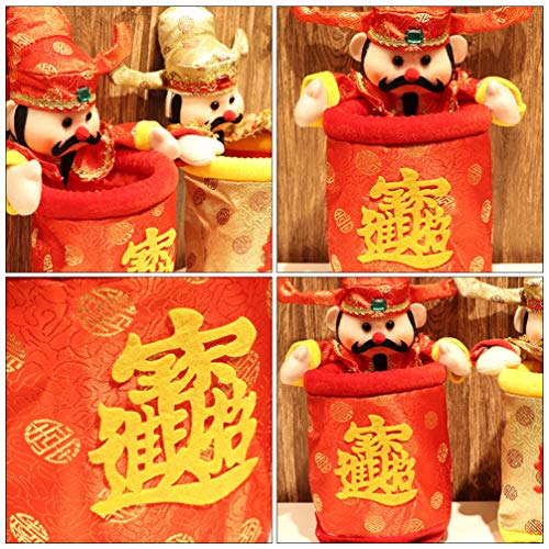 VALICLUD CAI Shen Statue Wencaishen God of Fortune God of Wealth Zhao CAI Feng Shui Decor Gift Chinese New Year Gift Chinese Style Wealth God Candy Bag Desktop Trash Can Decoration Red