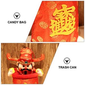 VALICLUD CAI Shen Statue Wencaishen God of Fortune God of Wealth Zhao CAI Feng Shui Decor Gift Chinese New Year Gift Chinese Style Wealth God Candy Bag Desktop Trash Can Decoration Red