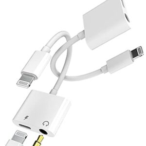 2Pack【Apple MFi Certified】Iphone AUX Adapter Lightning to 3.5mm Cable with Audio Jack Headphone Earphone Dongle and Charger for 11 12 MINI PRO MAX XS XR X 8 7Plus Accessories Adaptor Charging Ipad AIR