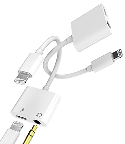 2Pack【Apple MFi Certified】Iphone AUX Adapter Lightning to 3.5mm Cable with Audio Jack Headphone Earphone Dongle and Charger for 11 12 MINI PRO MAX XS XR X 8 7Plus Accessories Adaptor Charging Ipad AIR