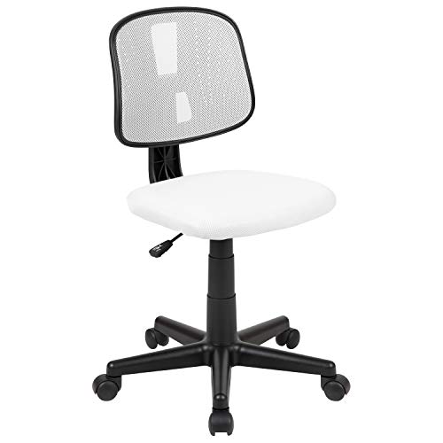 EMMA + OLIVER Mid-Back White Mesh Swivel Task Office Chair with Pivot Back, BIFMA Certified