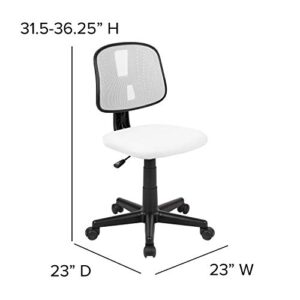 EMMA + OLIVER Mid-Back White Mesh Swivel Task Office Chair with Pivot Back, BIFMA Certified